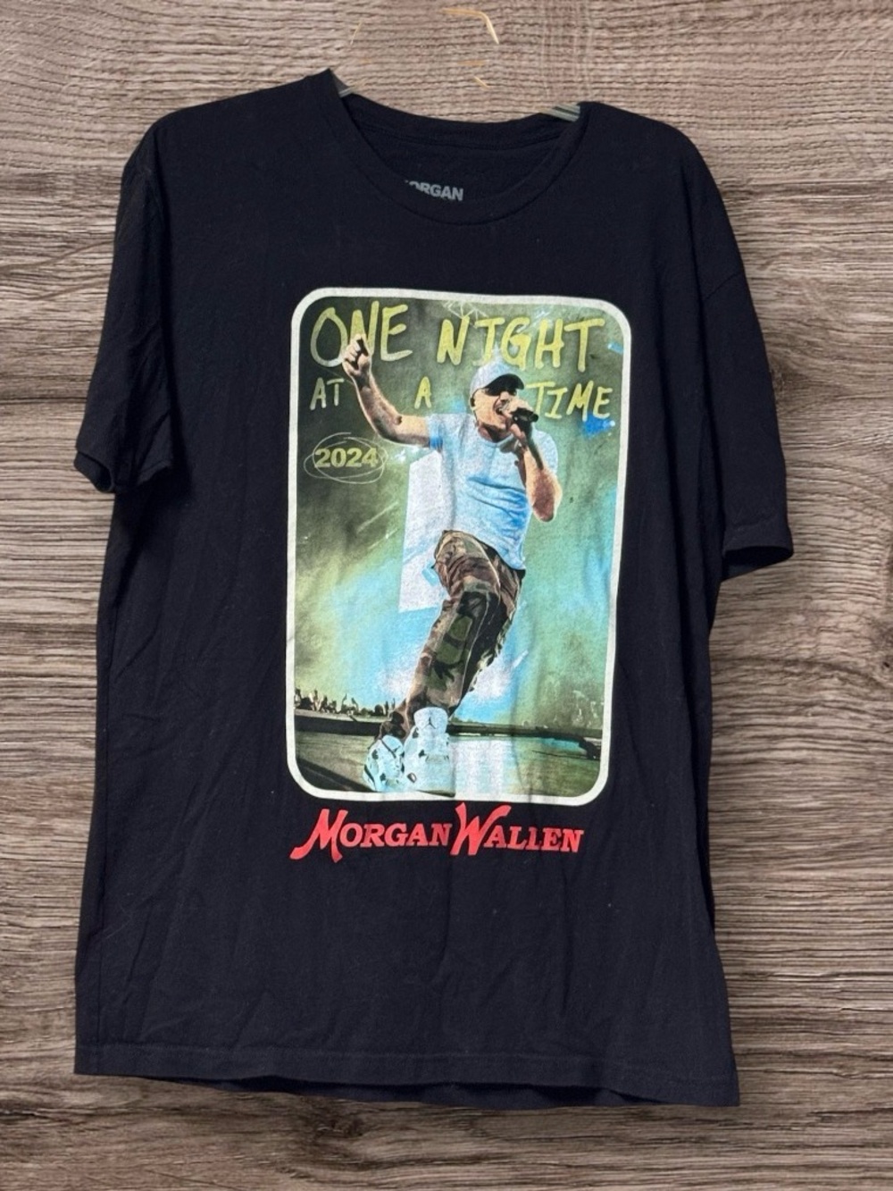Morgan Wallen Shirt Mens Medium Black 2024 One Night At A Time Tour Graphic Tee